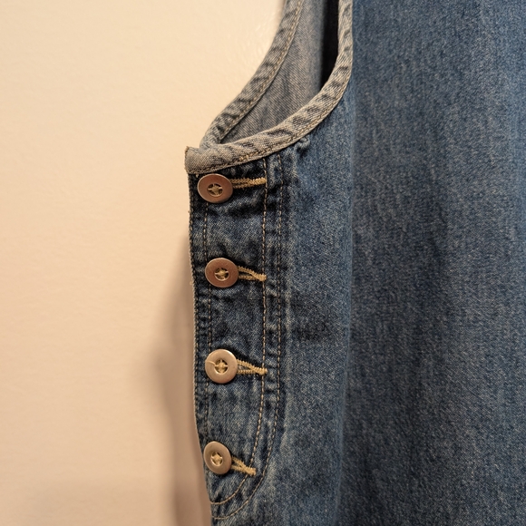 VINTAGE Women's Blue Denim Jumper Overall House Dress Size XL - Picture 4 of 8